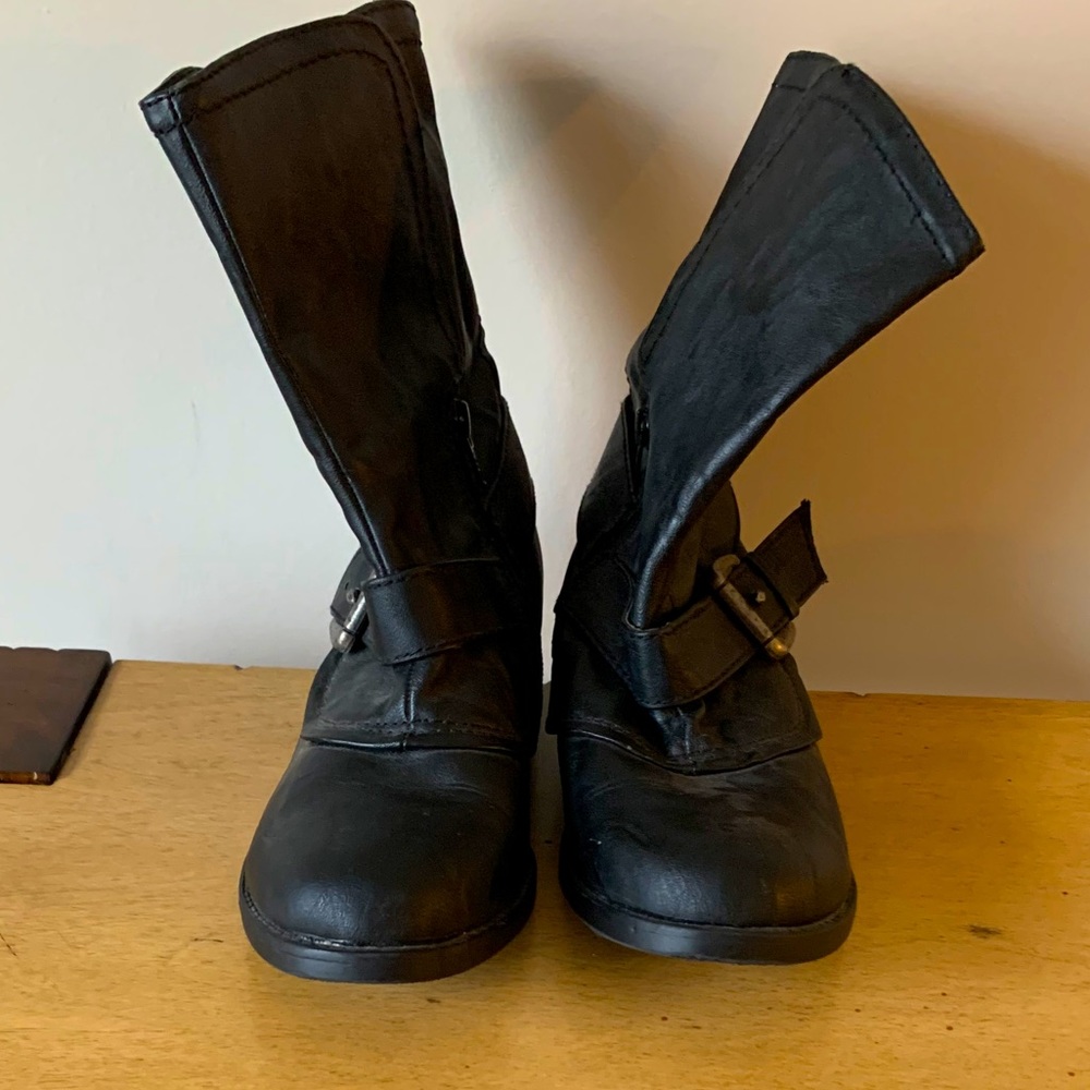 Motorcycle booties - black leather - size 8